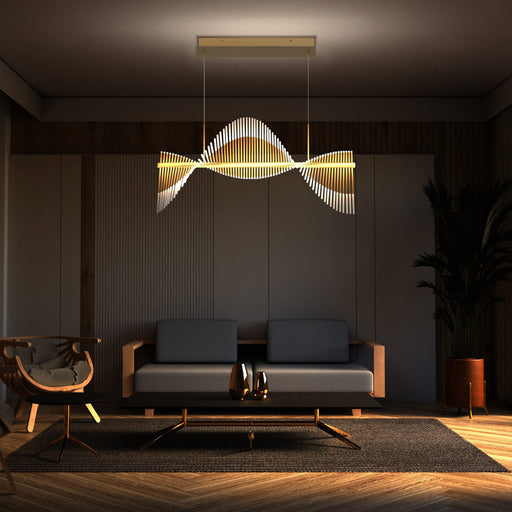 Voltik LED Chandelier in living room.