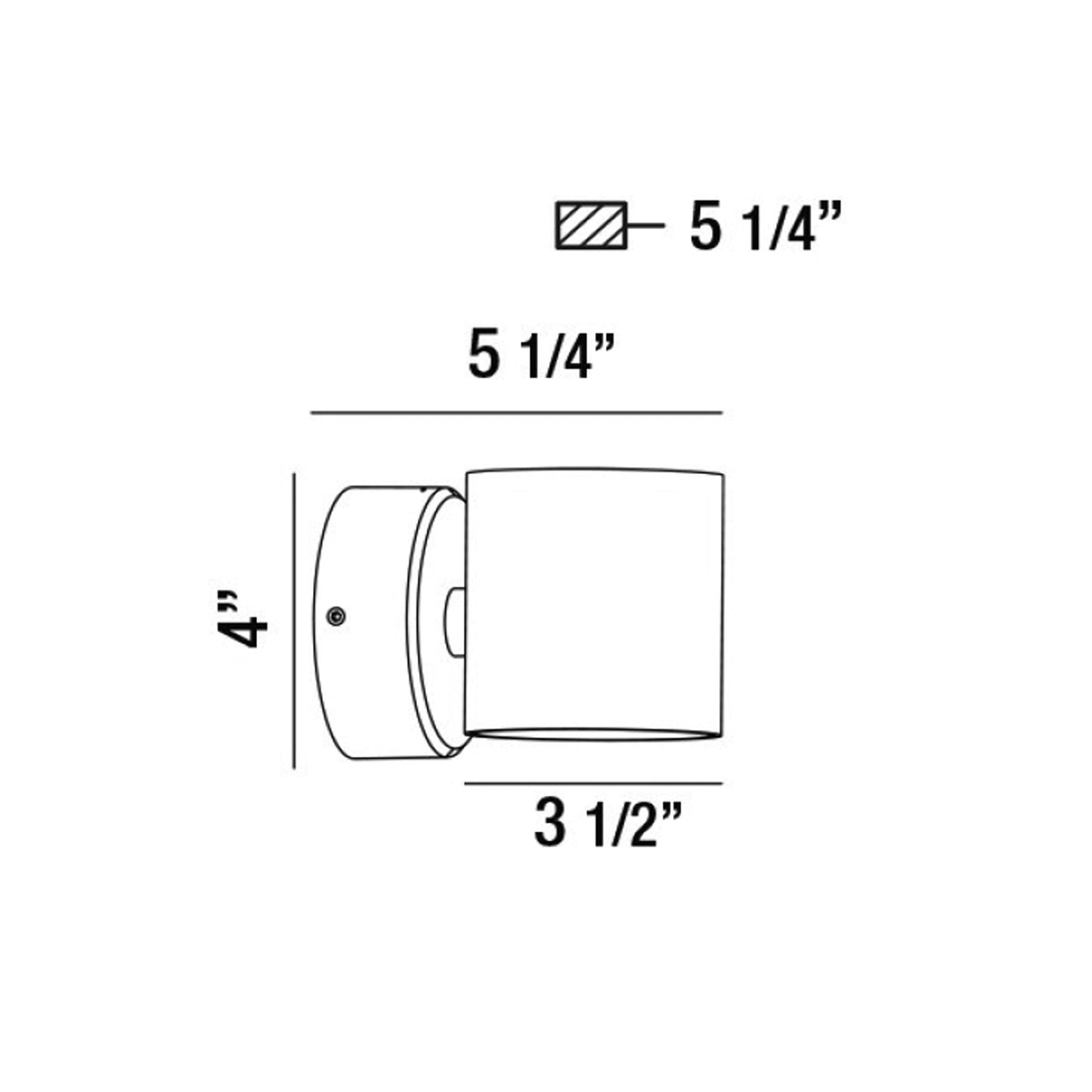 Volume Outdoor LED Wall Light - line drawing.