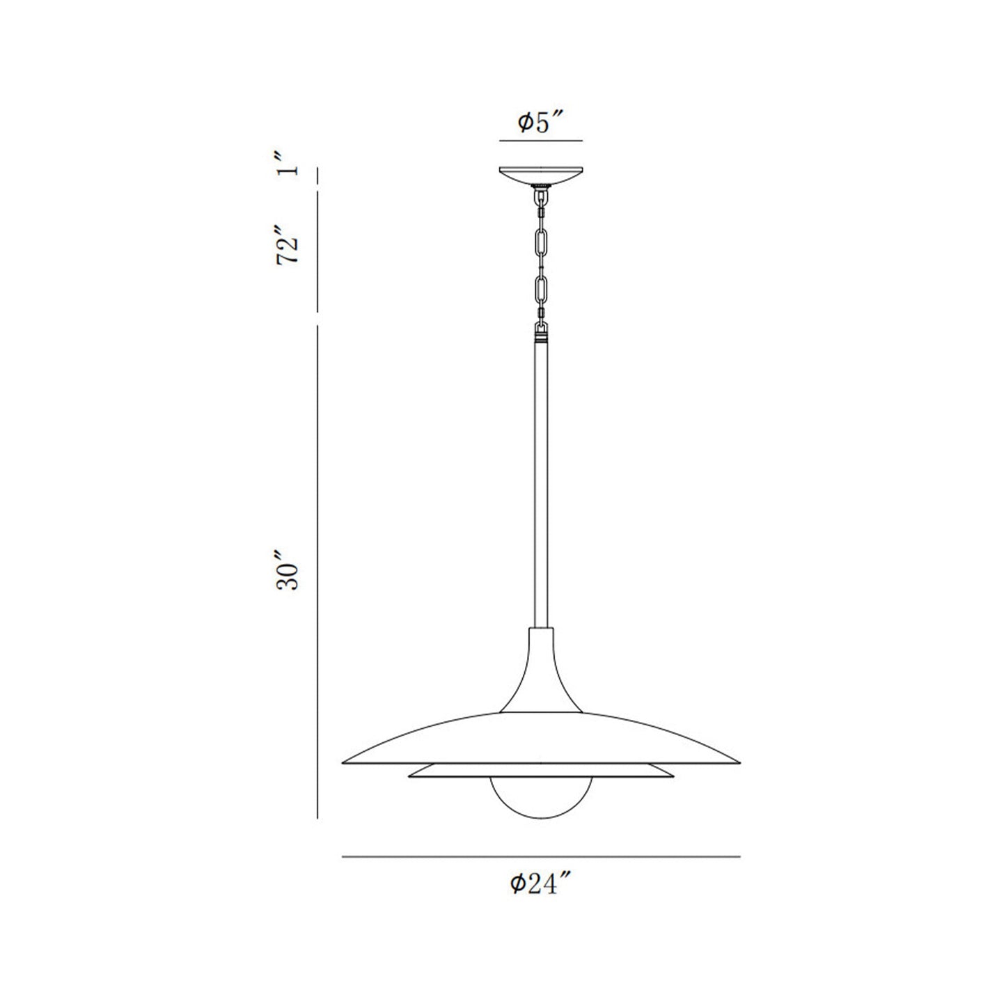 Welsh LED Pendant Light - line drawing.