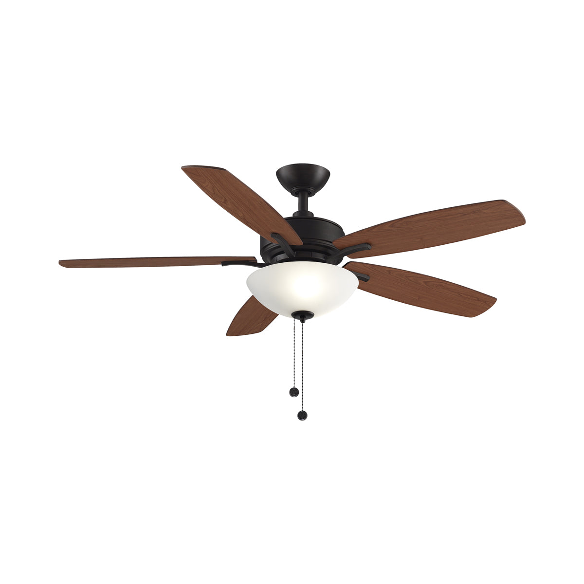 Aire Deluxe Indoor Ceiling Fan in Dark Bronze (Cherry/Dark Walnut) (With Light Lit).