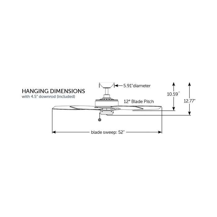 Aire Deluxe Indoor Ceiling Fan - line drawing.