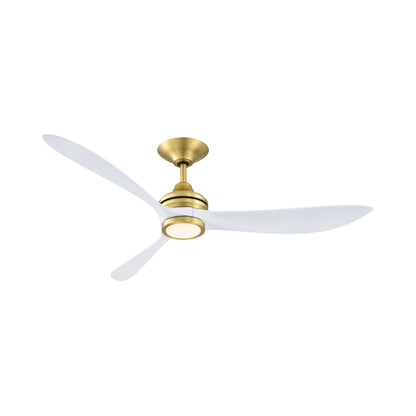Aviara Indoor / Outdoor LED Ceiling Fan in Brushed Satin Brass/Matte White.