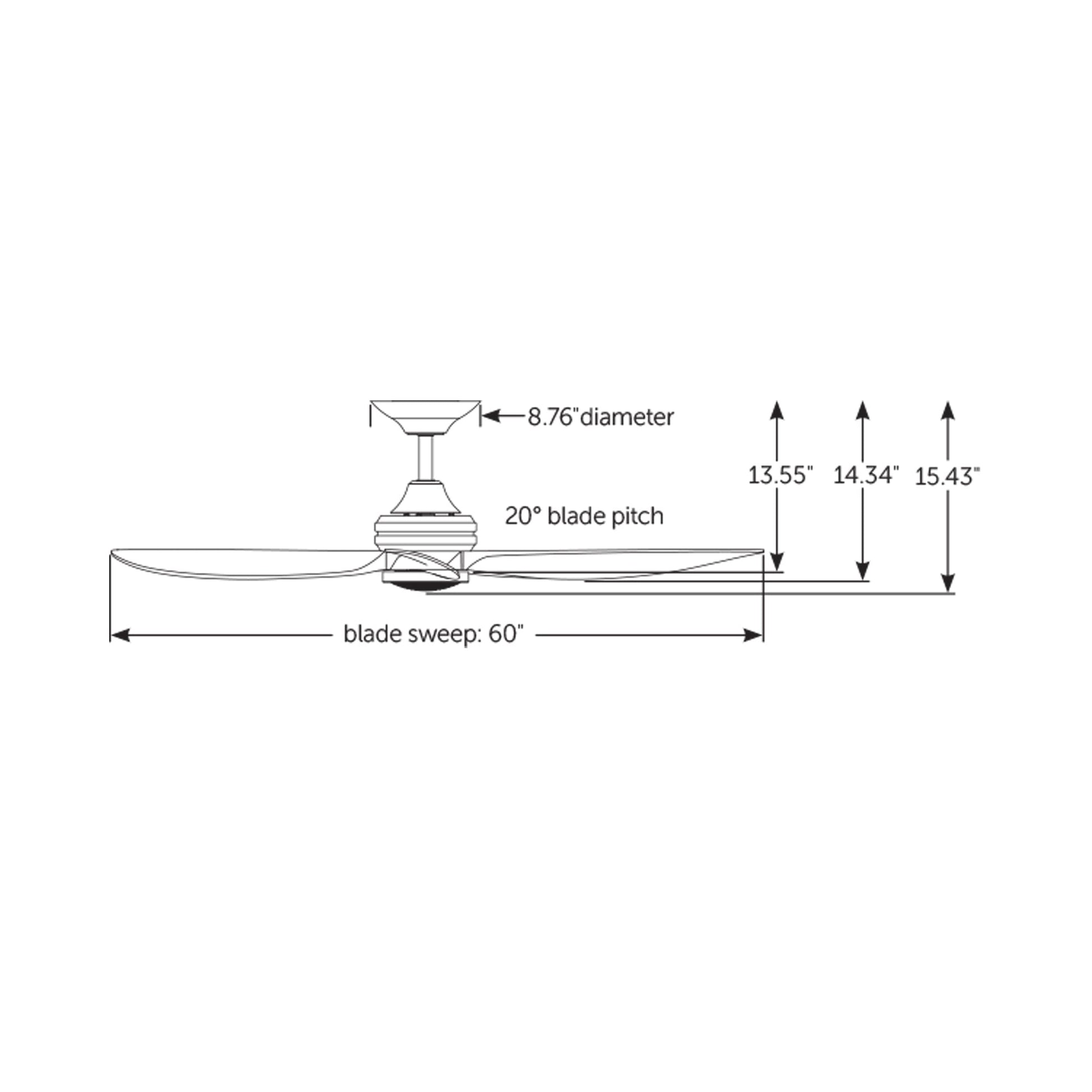 Aviara Indoor / Outdoor LED Ceiling Fan - line drawing.