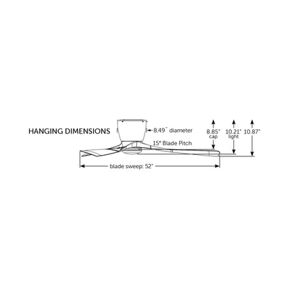 Klinch Outdoor LED Ceiling Fan - line drawing.