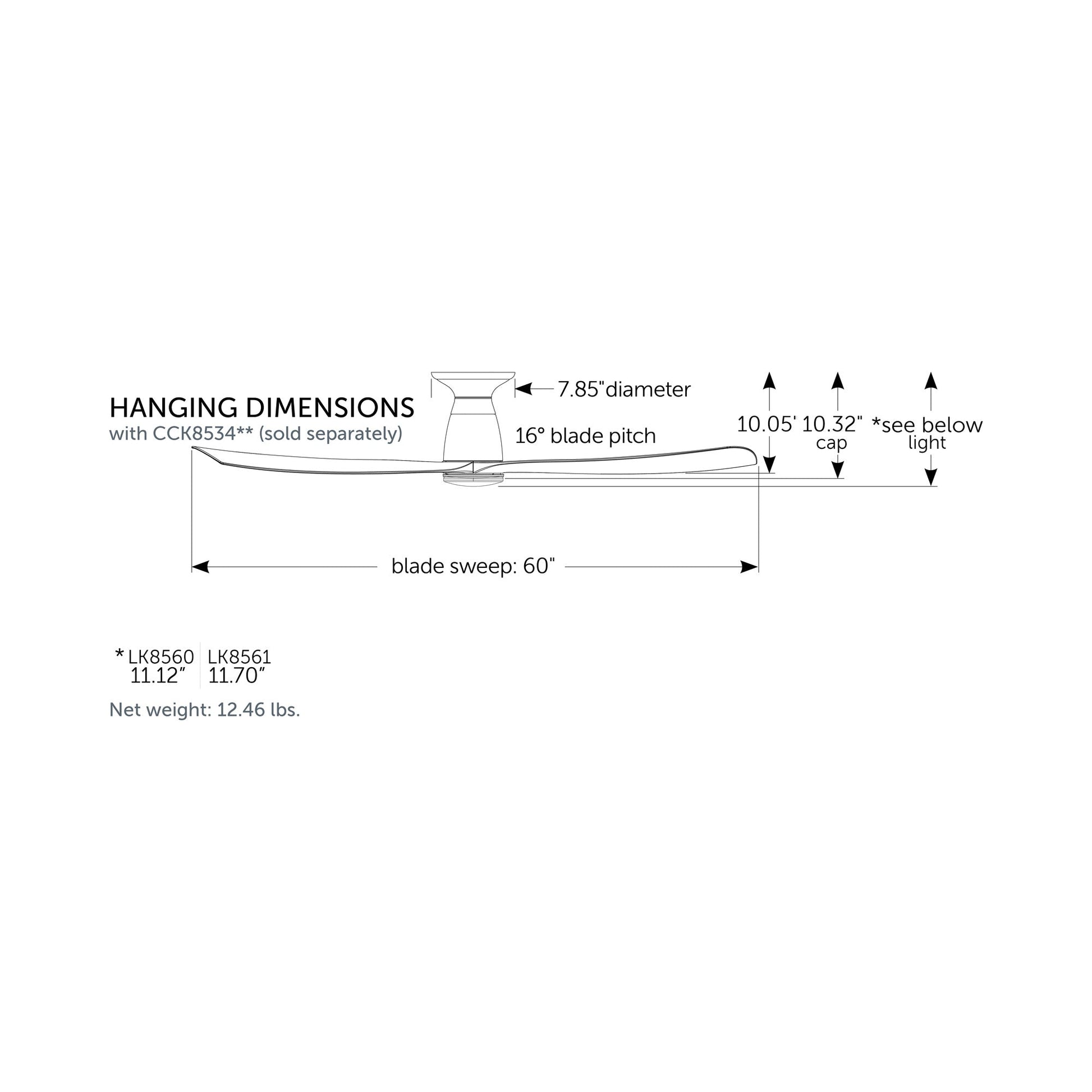 Kute Indoor / Outdoor Ceiling Fan - line drawing.