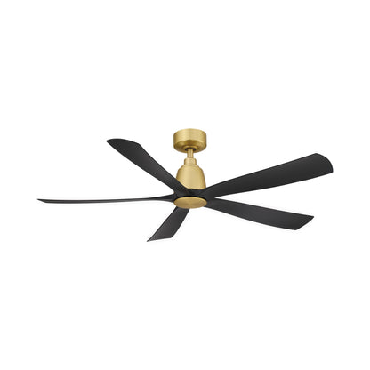 Kute5 Outdoor Ceiling Fan in Brushed Satin Brass (Black Blade).