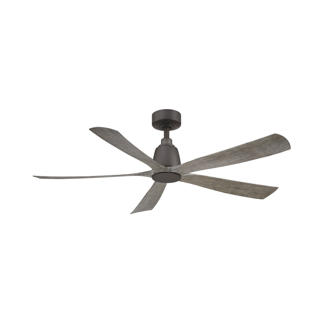 Kute5 Outdoor Ceiling Fan in Matte Greige (Weathered Wood Blade).