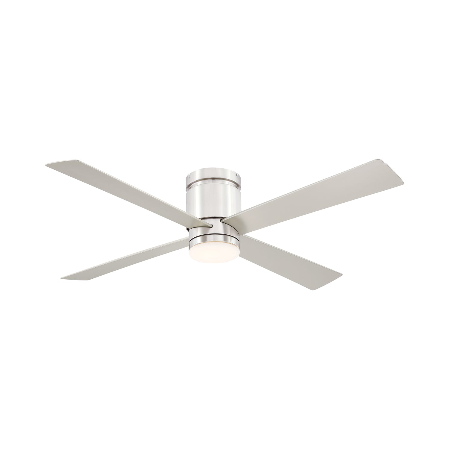 Kwartet Outdoor LED Ceiling Fan in Brushed Nickel.
