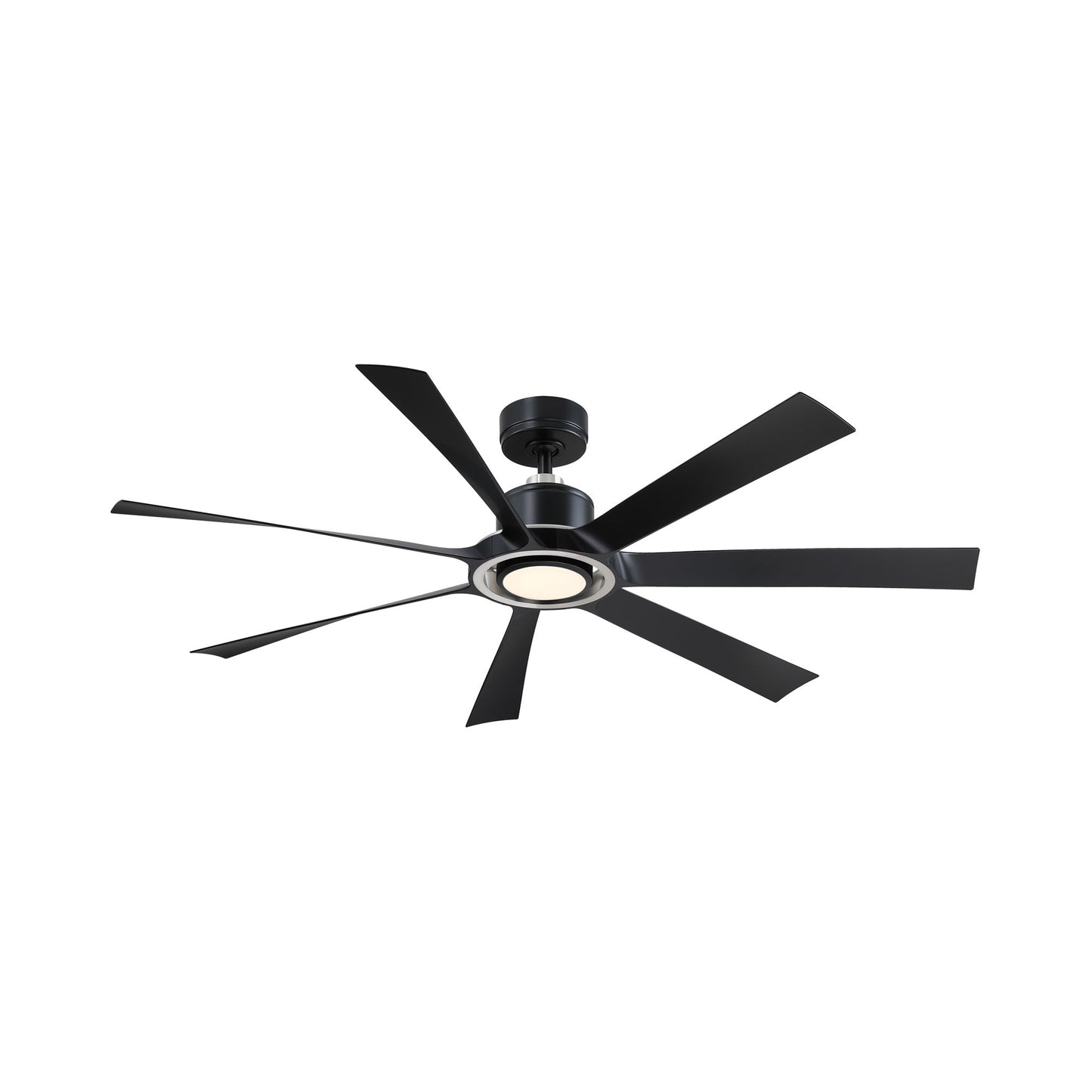 Lenzi Indoor / Outdoor LED Ceiling Fan in Black/Brushed Nickel/Black.