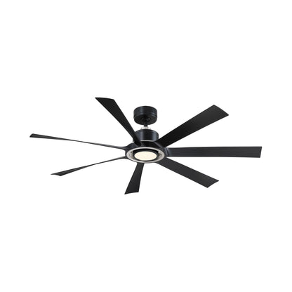 Lenzi Indoor / Outdoor LED Ceiling Fan in Black/Brushed Nickel/Black.