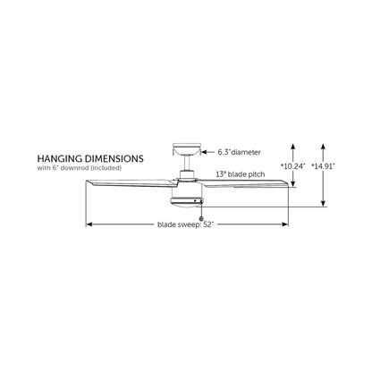 PC/DC Outdoor Ceiling Fan - line drawing.