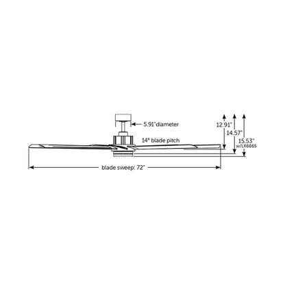 Pendry Indoor / Outdoor Ceiling Fan - line drawing.