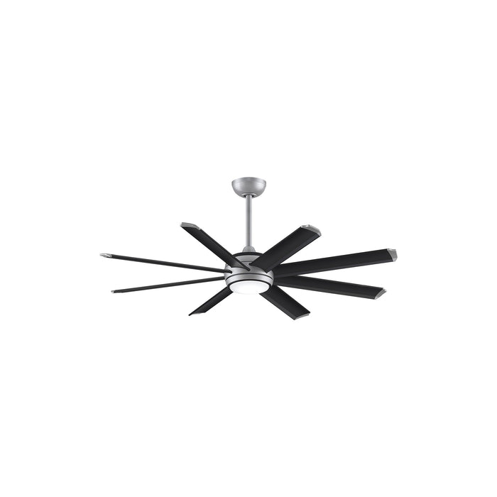 Stellar Outdoor LED Ceiling Fan in Silver (Black with Silver Accents) (56-Inch).