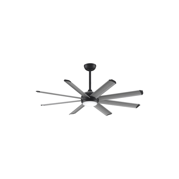Stellar Outdoor LED Ceiling Fan in Black (Silver with Black Accents) (56-Inch).