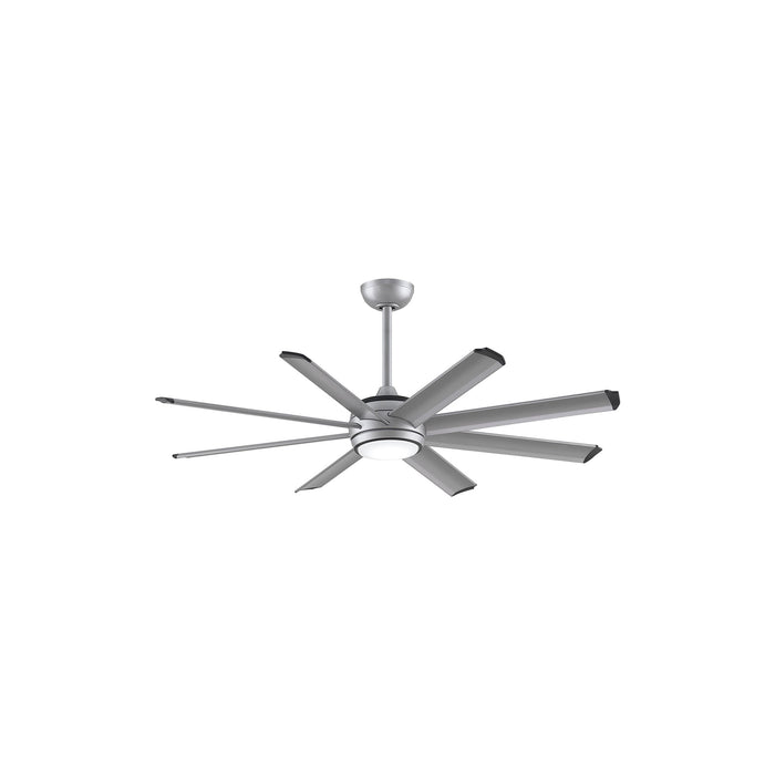 Stellar Outdoor LED Ceiling Fan in Silver (Silver with Black Accents) (56-Inch).