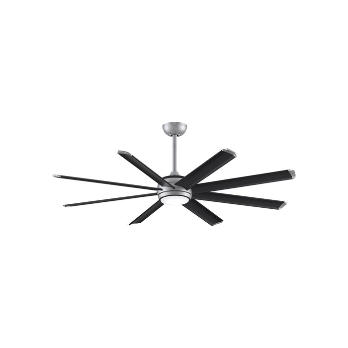 Stellar Outdoor LED Ceiling Fan in Silver (Black with Silver Accents) (64-Inch).