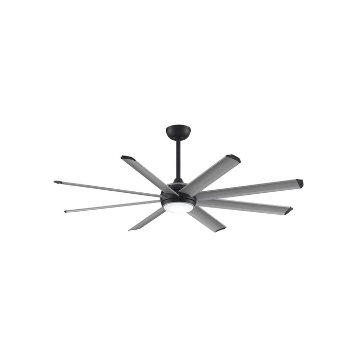 Stellar Outdoor LED Ceiling Fan in Black (Silver with Black Accents) (64-Inch).