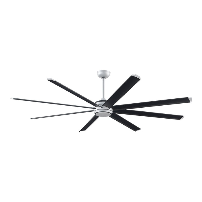 Stellar Outdoor LED Ceiling Fan in Silver (Black with Silver Accents) (84-Inch).