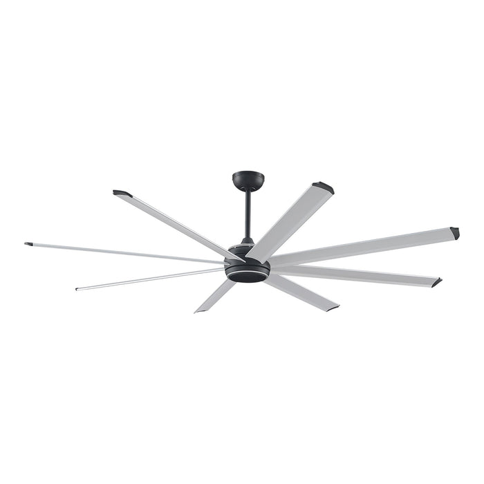 Stellar Outdoor LED Ceiling Fan in Black (Silver with Black Accents) (84-Inch).