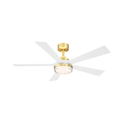 TorchAire Indoor / Outdoor LED Ceiling Fan in Brushed Satin Brass/Matte White (52-Inch).
