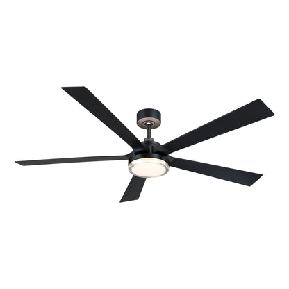 TorchAire Indoor / Outdoor LED Ceiling Fan in Black/Black (64-Inch).