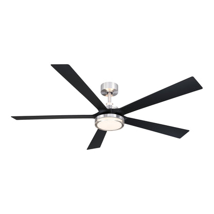 TorchAire Indoor / Outdoor LED Ceiling Fan in Brushed Nickel/Black (64-Inch).