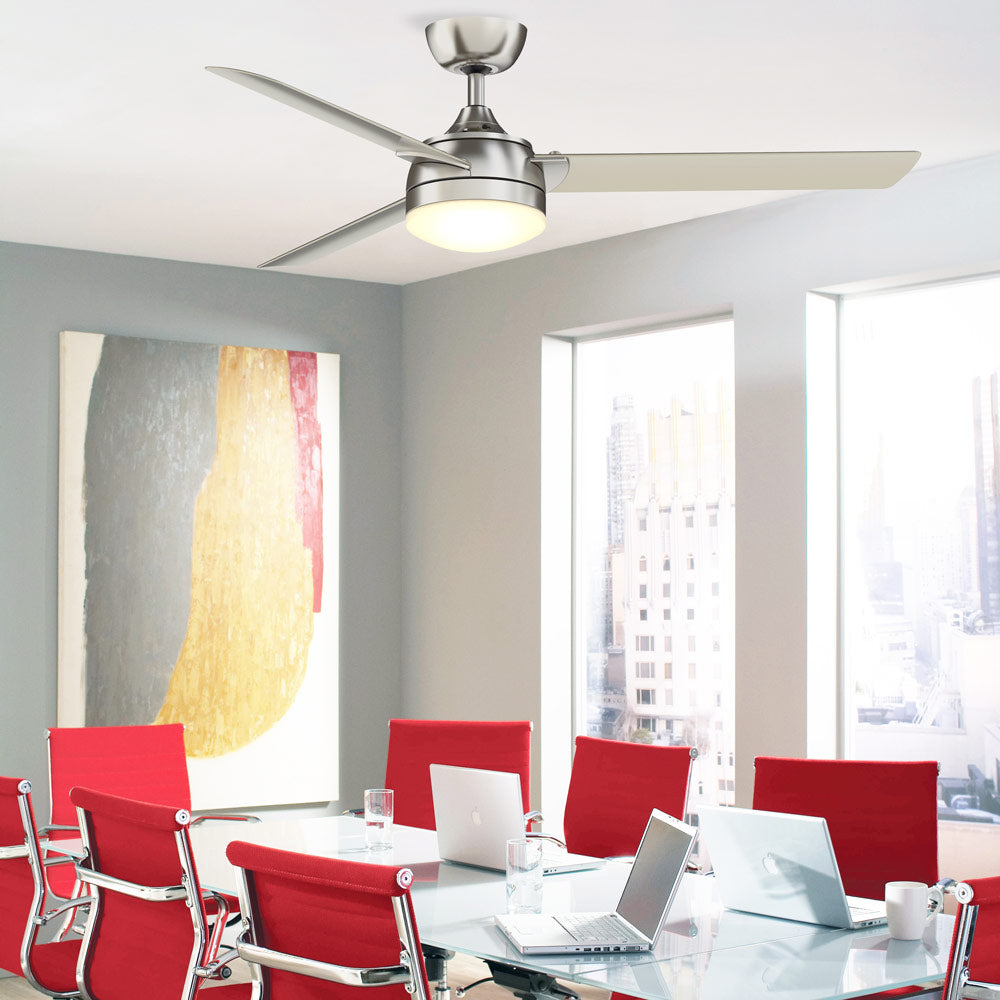 Xeno Damp Outdoor LED Ceiling Fan in office.