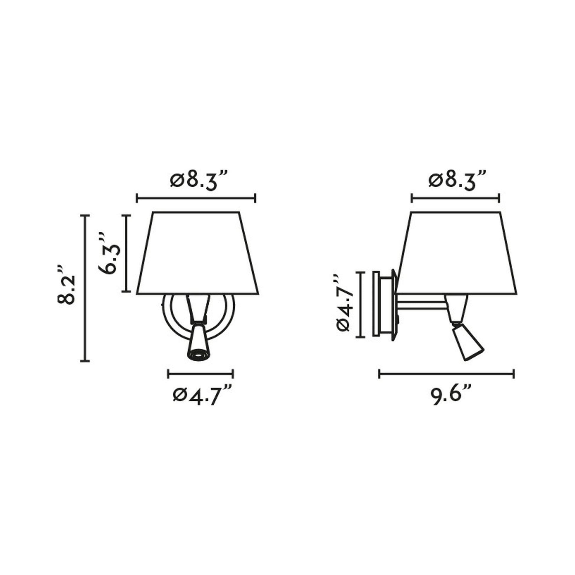 Conga Reader Wall Light - line drawing.