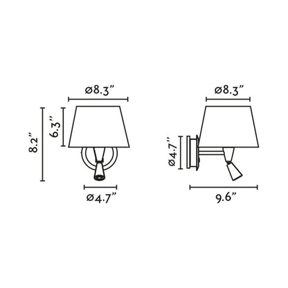 Conga Reader Wall Light - line drawing.