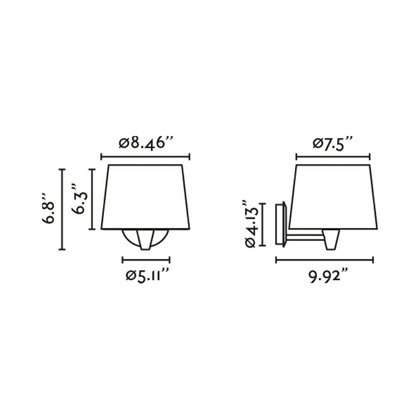 Conga Wall Light - line drawing.