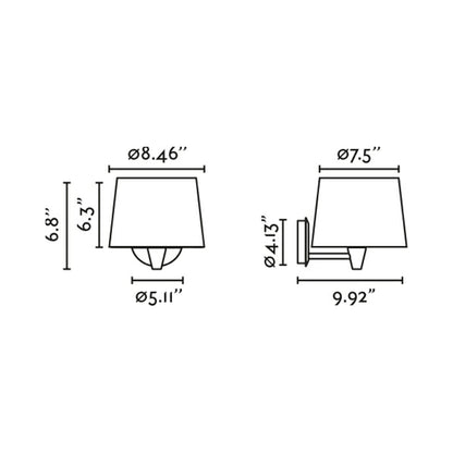 Conga Wall Light - line drawing.