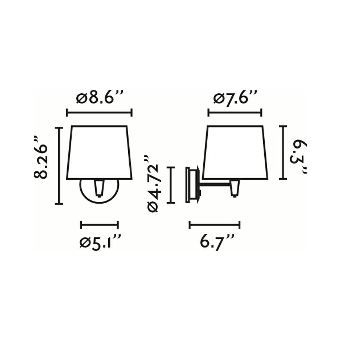 Conga Wall Light - line drawing.