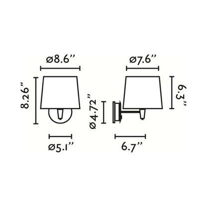 Conga Wall Light - line drawing.