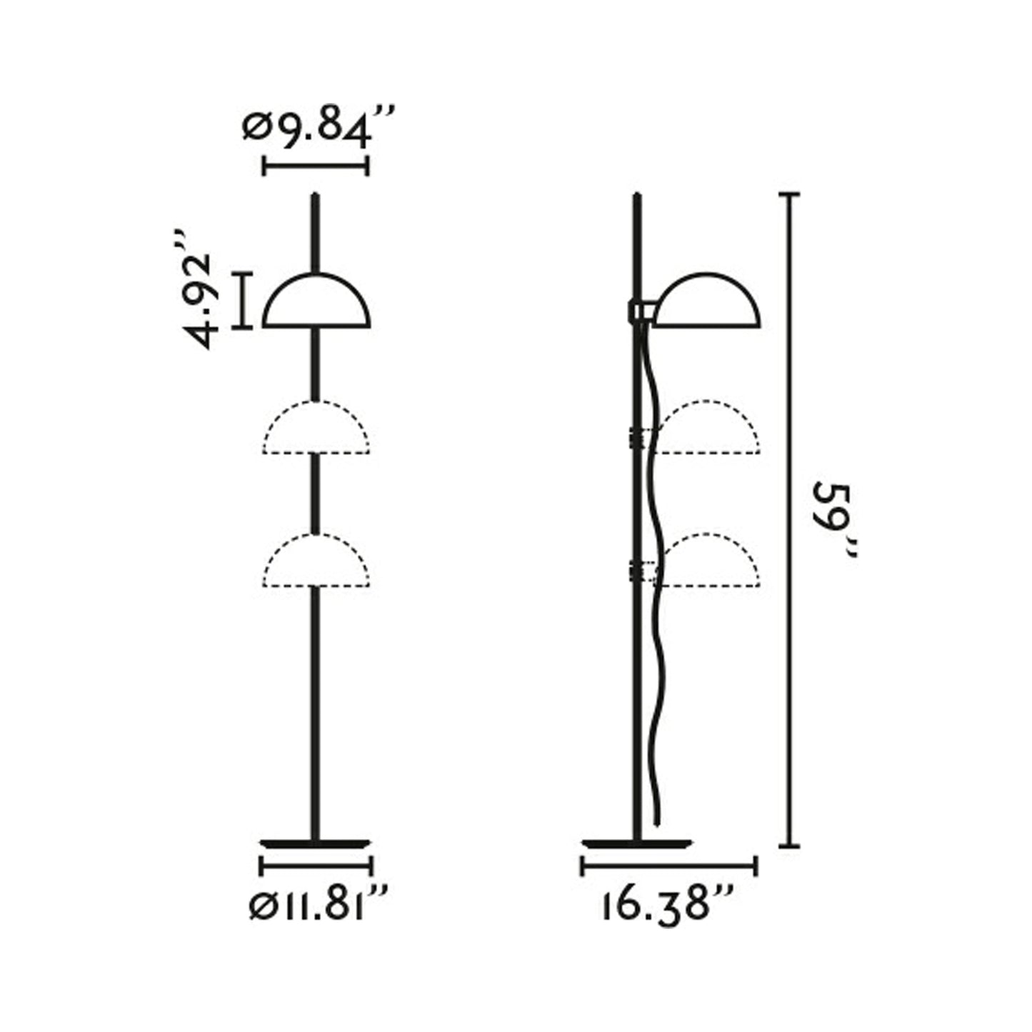 Dominica Floor Lamp - line drawing.