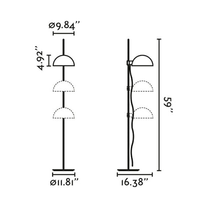 Dominica Floor Lamp - line drawing.