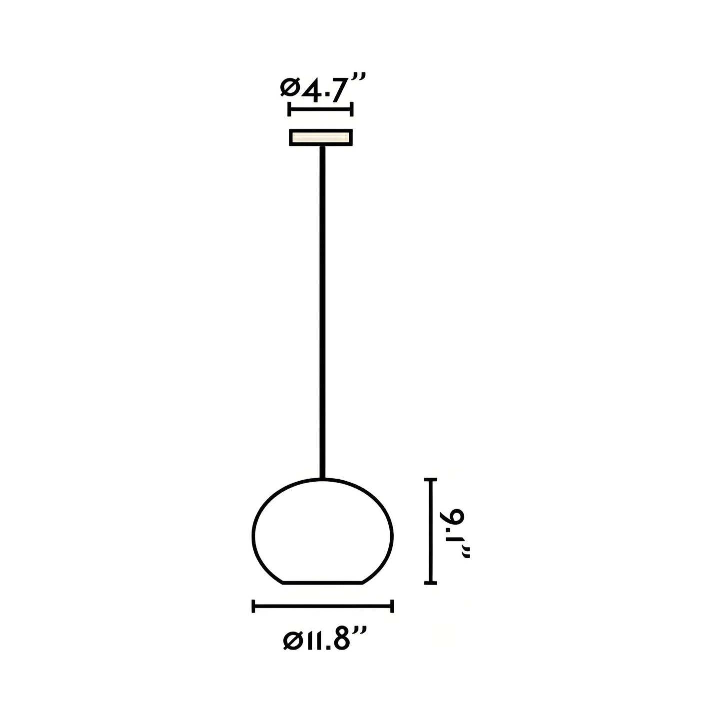 Haka Pendant Light - line drawing.