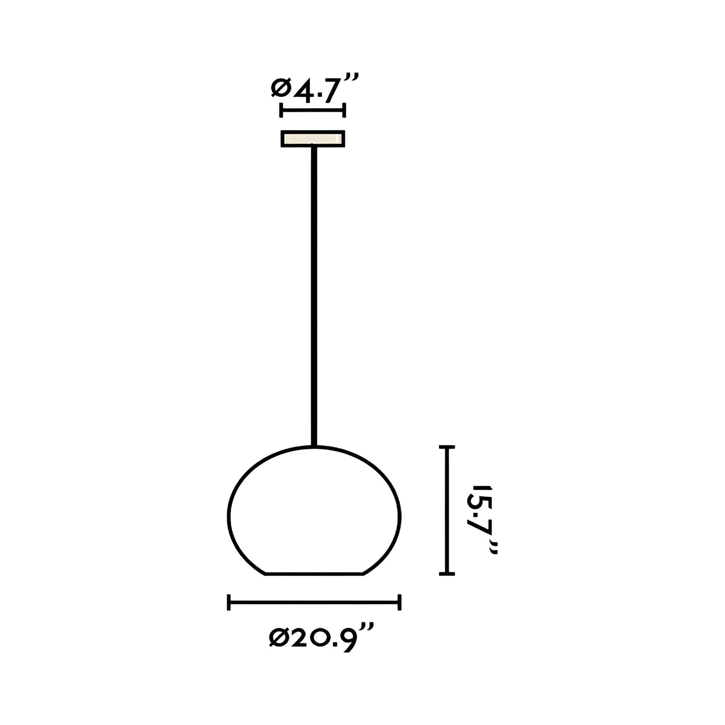 Haka Pendant Light - line drawing.