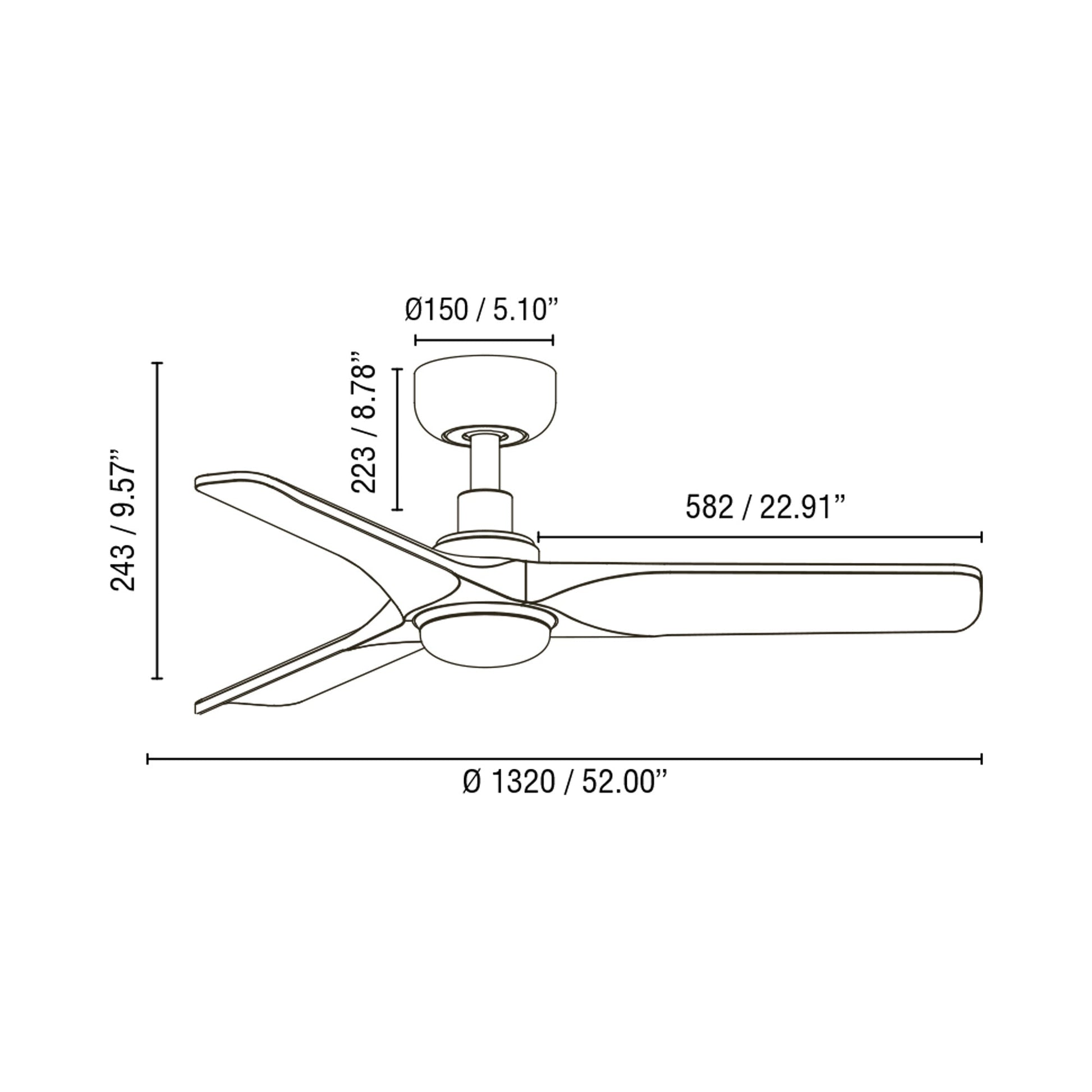 Heywood Ceiling Fan - line drawing.