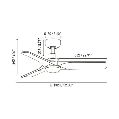 Heywood Ceiling Fan - line drawing.