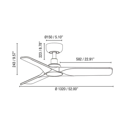 Heywood Ceiling Fan - line drawing.