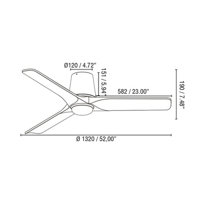 Heywood Tub Ceiling Fan - line drawing.