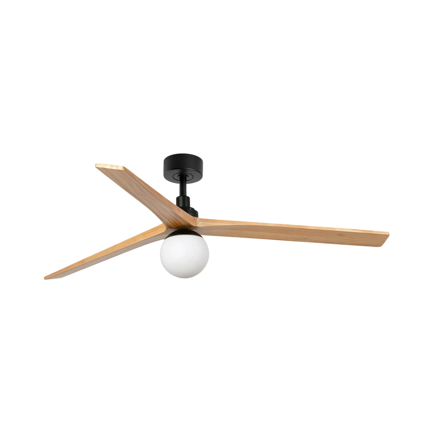 Klim Ceiling Fan in Matt Black/Pine (Large/With Light).