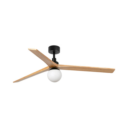 Klim Ceiling Fan in Matt Black/Pine (Large/With Light).
