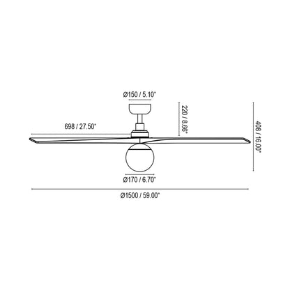 Klim Ceiling Fan - line drawing.