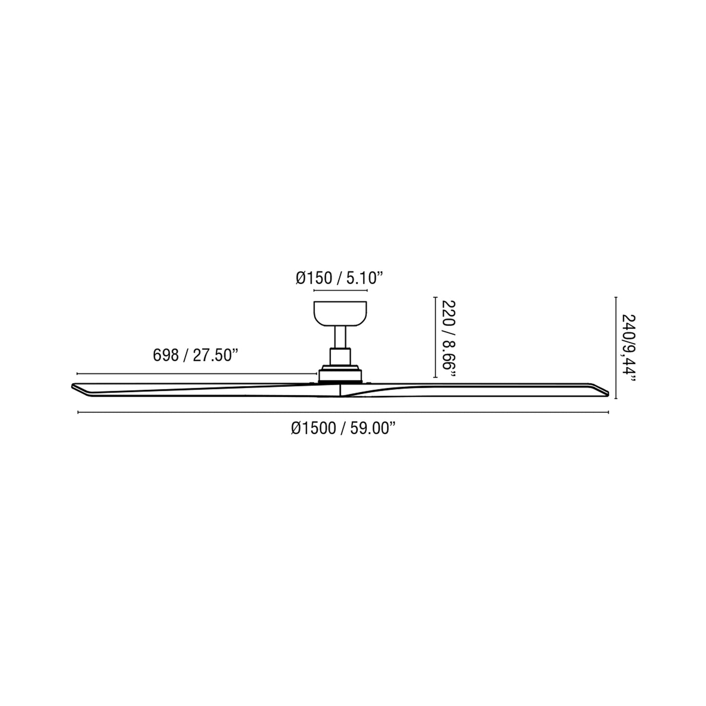 Klim Ceiling Fan - line drawing.