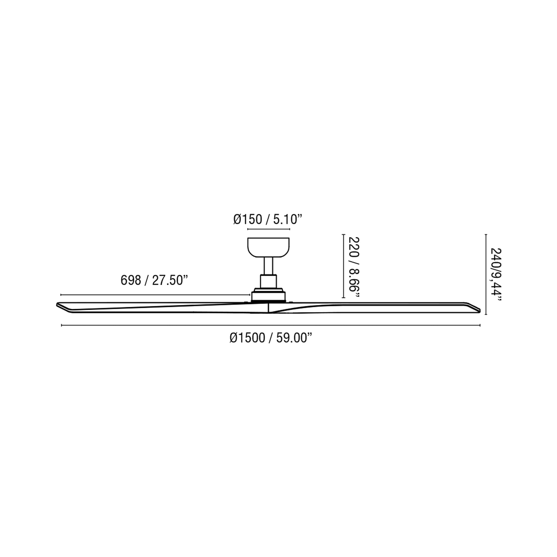 Klim Ceiling Fan - line drawing.