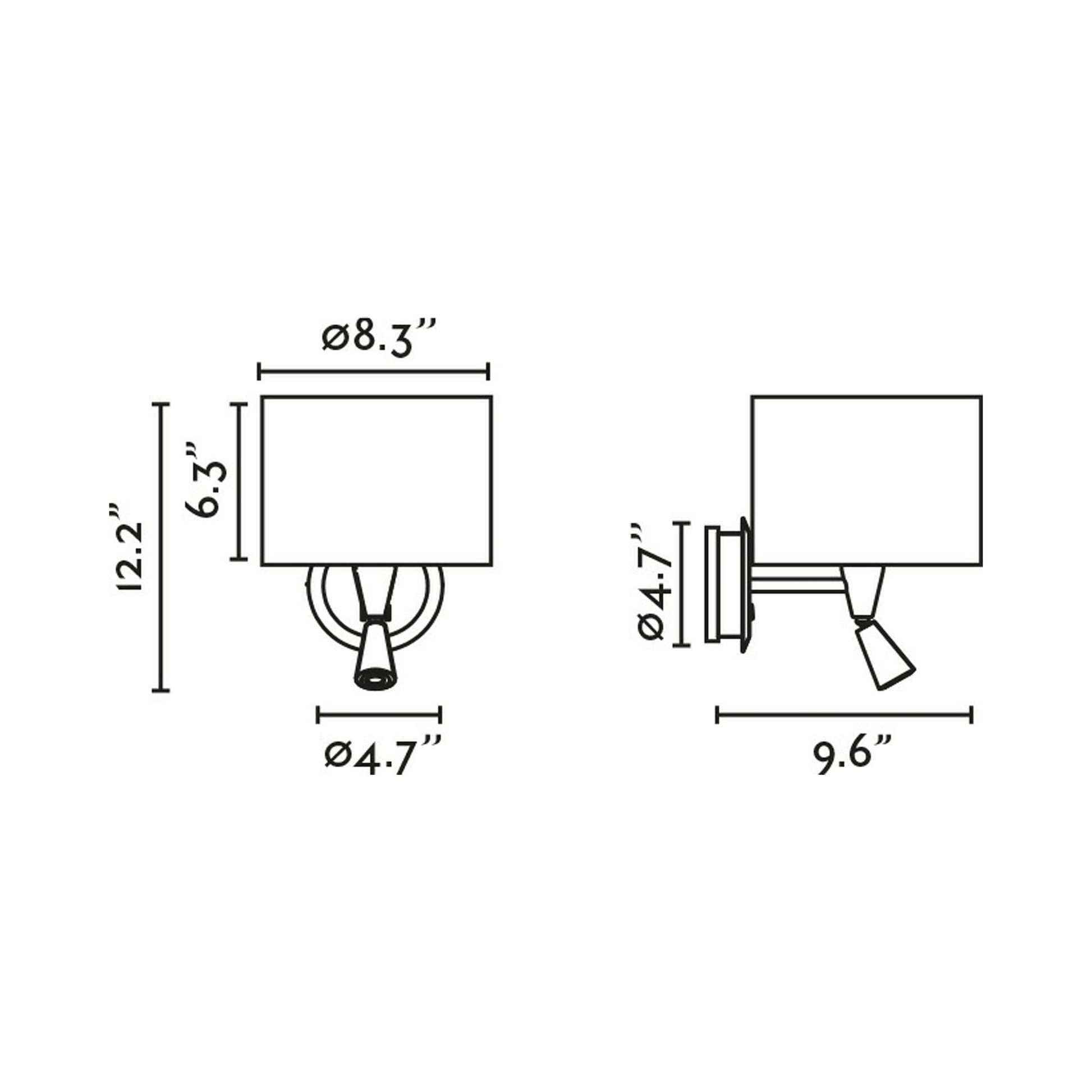 Mambo Reader Wall Light - line drawing.
