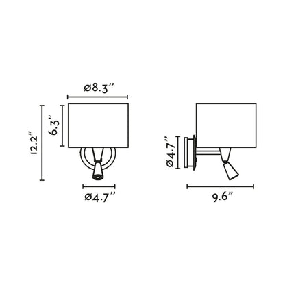 Mambo Reader Wall Light - line drawing.