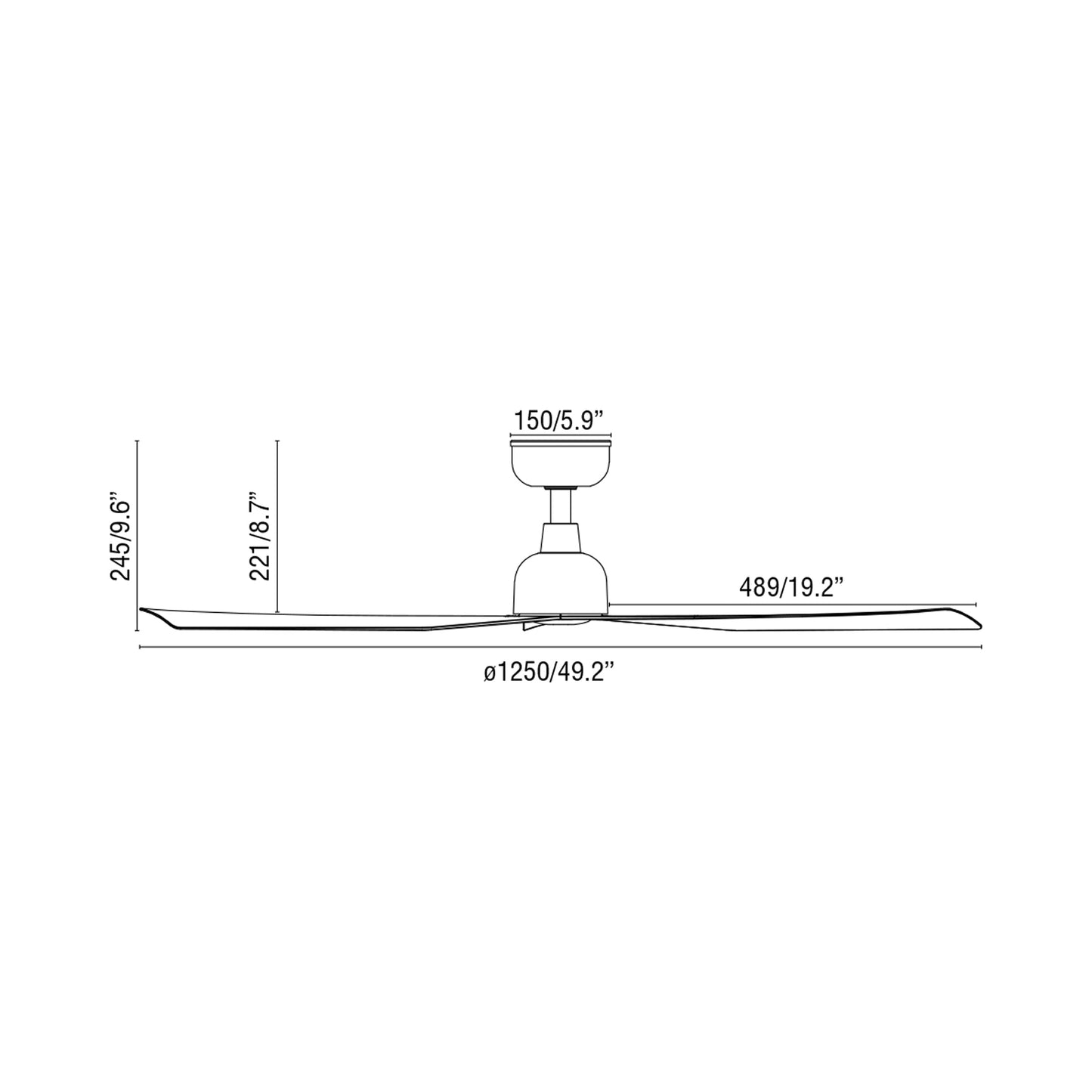 Marine Ceiling Fan - line drawing.