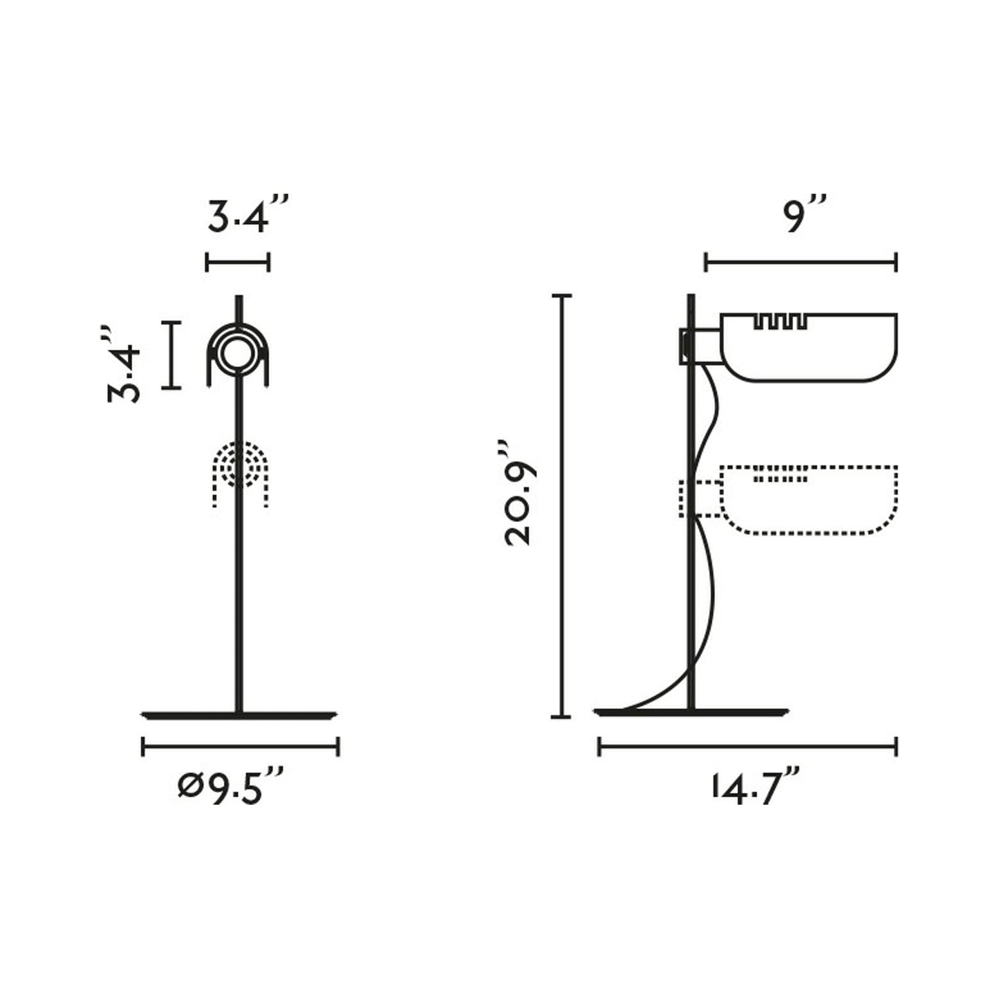 Martinica Table Lamp - line drawing.